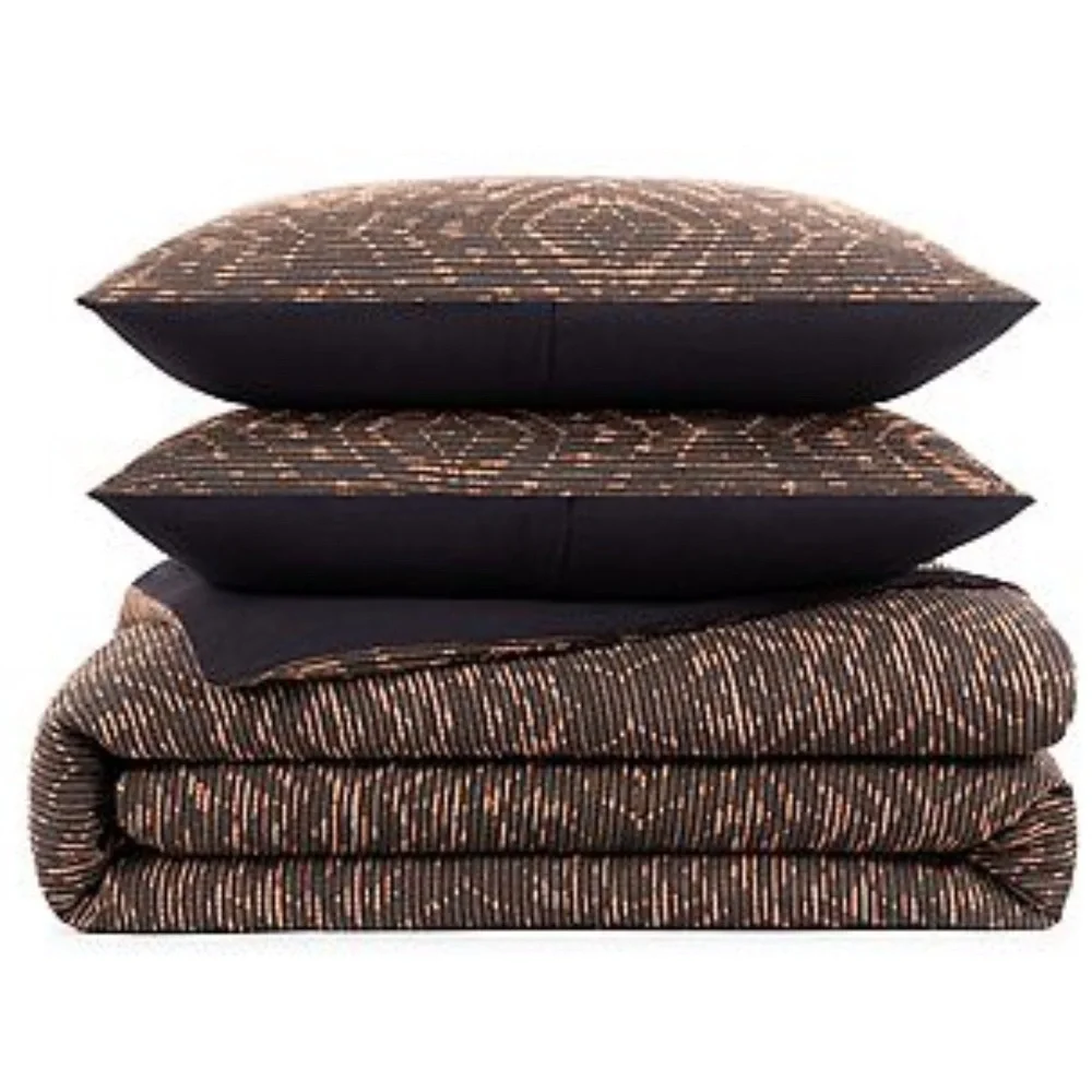 NWT Kohls- King Duvet Cover Set in Black and Gold/Brown tiger stripe